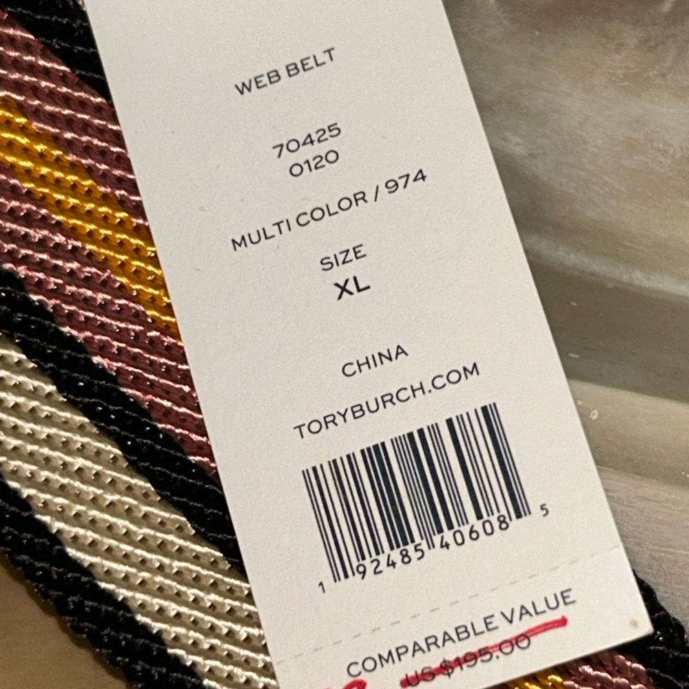 Tory Burch Web Striped Multicolor Belt - Picture 3 of 3